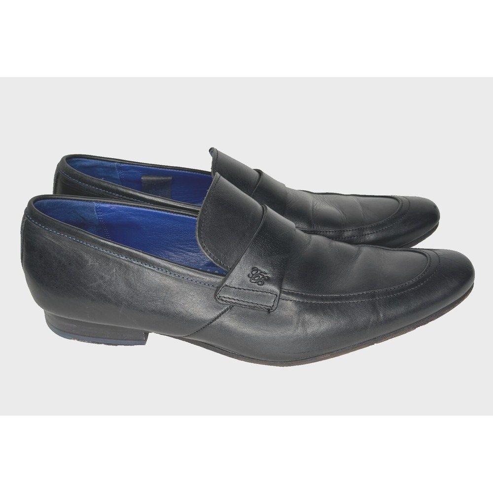 Ted Baker London Mens Black Leather Slip On Loafers Dress Shoes Fotu Classic